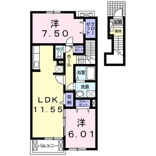ロータス・ミカド【2階】の間取り
