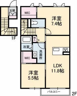 シャーメゾン ドリーミオC棟【2階】の間取り