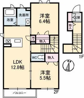 シャーメゾン ドリーミオA棟【2階】の間取り