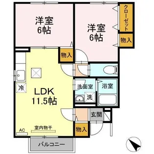 グランソレーユ A棟【A101号室】の間取り