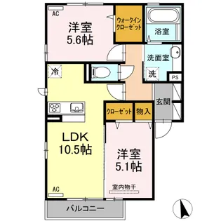 ソレイユ ルヴァン B棟【2階】の間取り