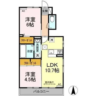 グランソレイユ B棟【1階】の間取り
