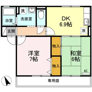 セジュール・ミナミ A棟【1階】の間取り