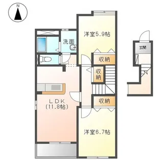 ラ. シャンテ【205号室】の間取り