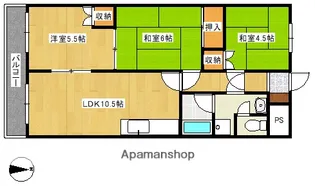フラワーヒル東大洲【107号室】の間取り