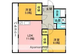 ベルジュ保手【305号室】の間取り
