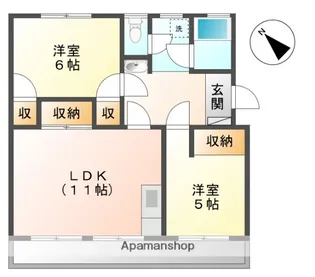 ベルジュ保手【102号室】の間取り