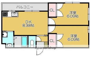 グレドール曽根【308号室】の間取り