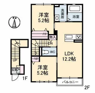 アルフラット弁天【203号室】の間取り