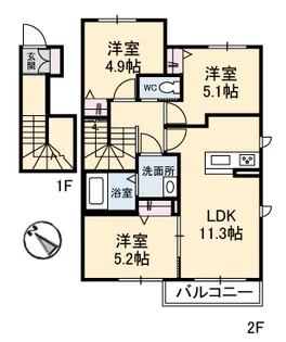 マグノリア伊吹【2階】の間取り