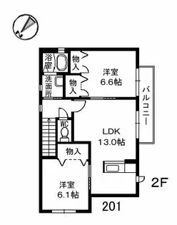 ブランシェ本川内 A棟【201号室】の間取り