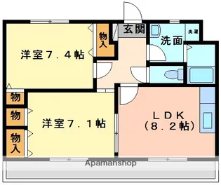 ヴィラクレール【202号室】の間取り