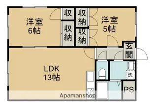 ラフォーレ鷹の子【105号室】の間取り
