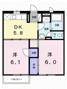 キャッスルコート B【202号室】の間取り