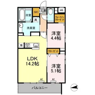 ヴェッセル持田【4階】の間取り