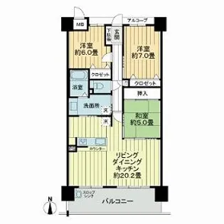 アルファステイツ城北御幸【0202号室】の間取り