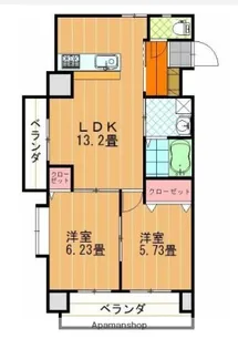 ひかりハイツ石手川【805号室】の間取り