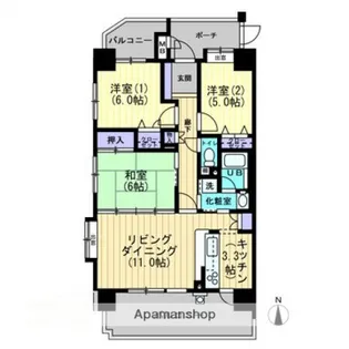 ダイアパレス松山駅西【401号室】の間取り