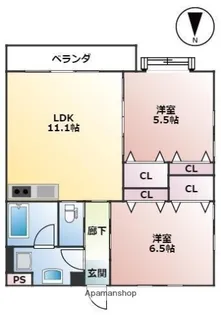 ピュア・ハーツ・【6階】の間取り