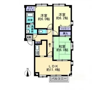 フォブール牧野A【2階】の間取り