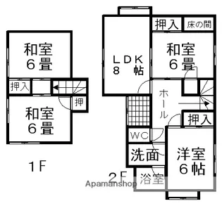 愛媛県松山市石手1丁目【一戸建】の間取り