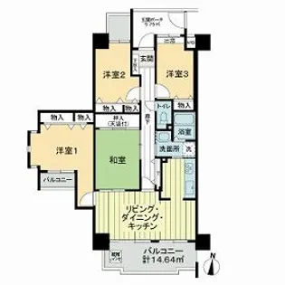 サーパス空港通【9階】の間取り