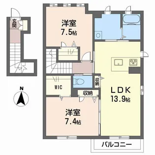 ショーンはなみずき B棟【2階】の間取り