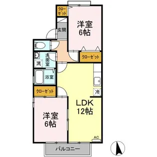セジュール久万ノ台 B棟【B203号室】の間取り