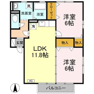 インペリアル ヴィラ A棟【2階】の間取り