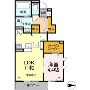 メゾンドゥ フルール【101号室】の間取り