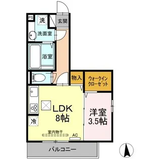 カンパーナ勝山【1階】の間取り