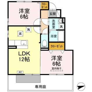 2LDKの間取り画像