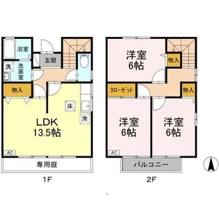 愛媛県松山市和泉南6丁目【テラスハウス】の間取り