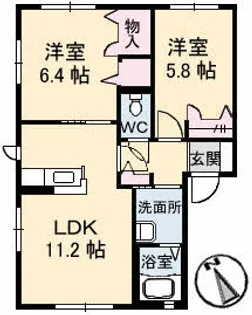 クオレール大橋A棟【Ⅰ101号室】の間取り
