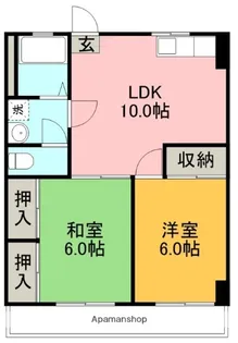 ハイツ南国【202号室】の間取り