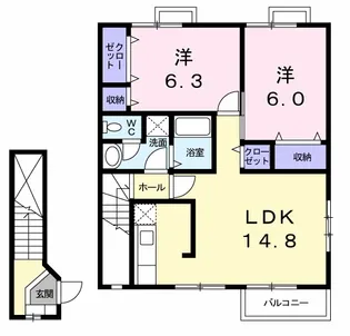 グラン・シェル Ⅱ【2階】の間取り