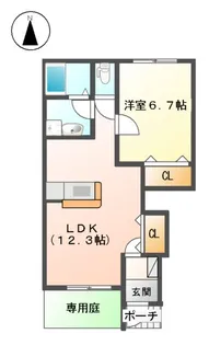 ロンジェヴィータ【1階】の間取り