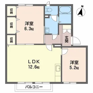 クレセントガーデン B棟【2階】の間取り