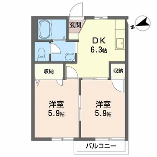 サンライズ伊藤 A棟【2階】の間取り