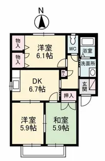 ヴェルディハイツ B棟【2階】の間取り