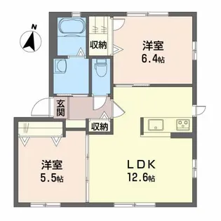 2LDKの間取り画像