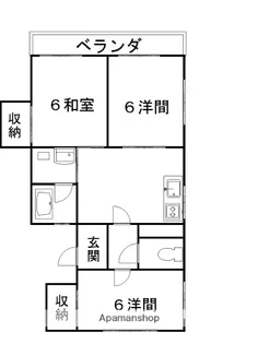 パークサイド葛島【2B号室】の間取り