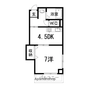 1DKの間取り画像