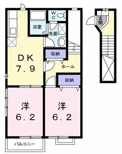 リバージュハイツ Ⅱ【2階】の間取り