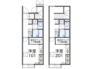 レオパレス風月【203号室】の間取り
