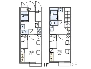 レオパレスグリーンパル のいち【202号室】の間取り