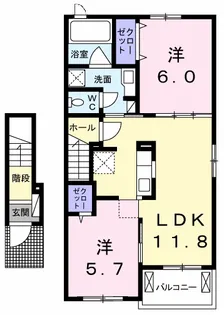 ヴィラ・プランドール Ⅱ【2階】の間取り