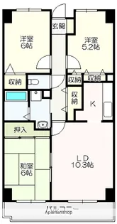 カランドリエ大篠【203号室】の間取り
