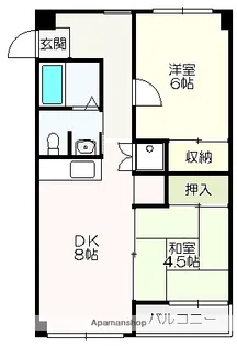 カサグレイズ【南208号室】の間取り