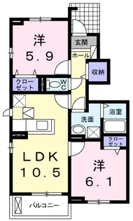 グリーン・ヒルズ F【1階】の間取り